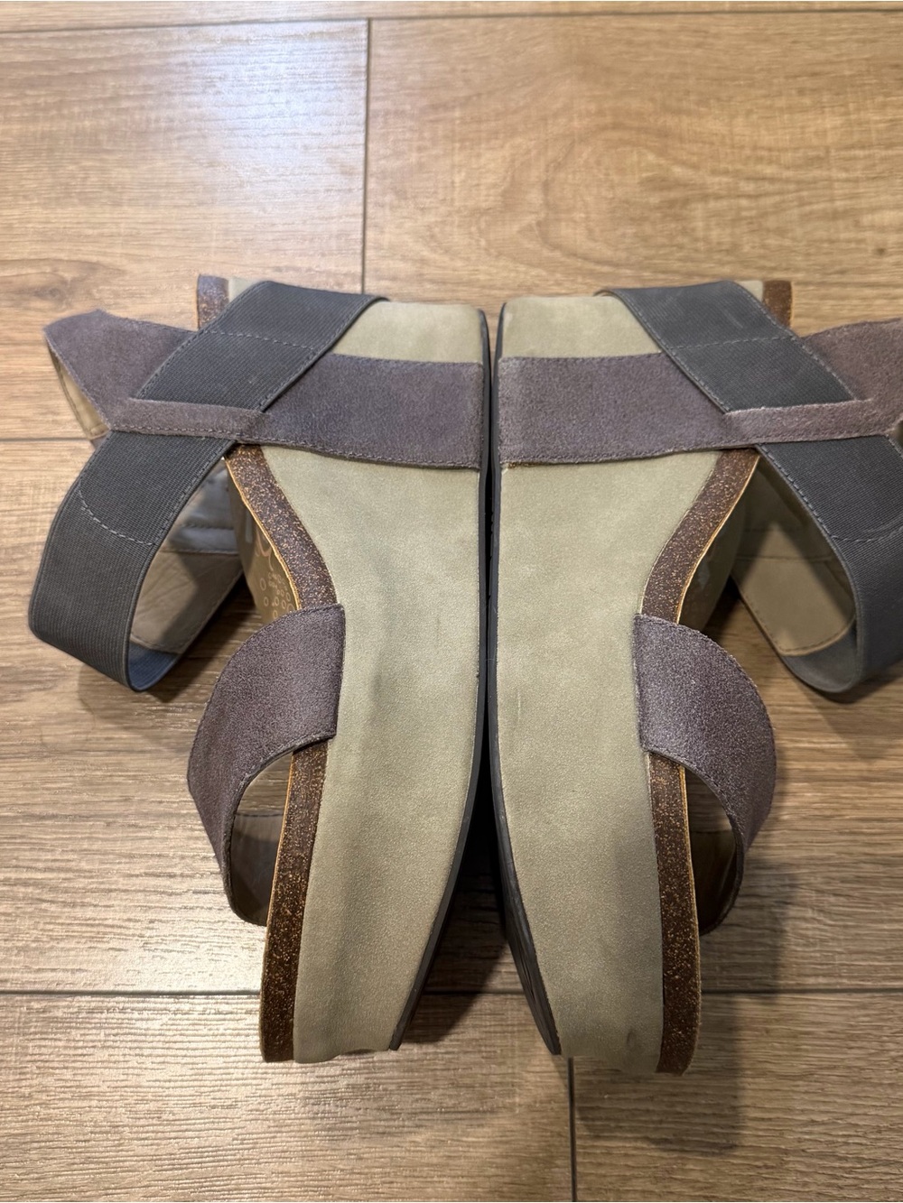 OTBT Taupe Suede Platform Wedges with Elastic Strap, 9 - Picture 8 of 9